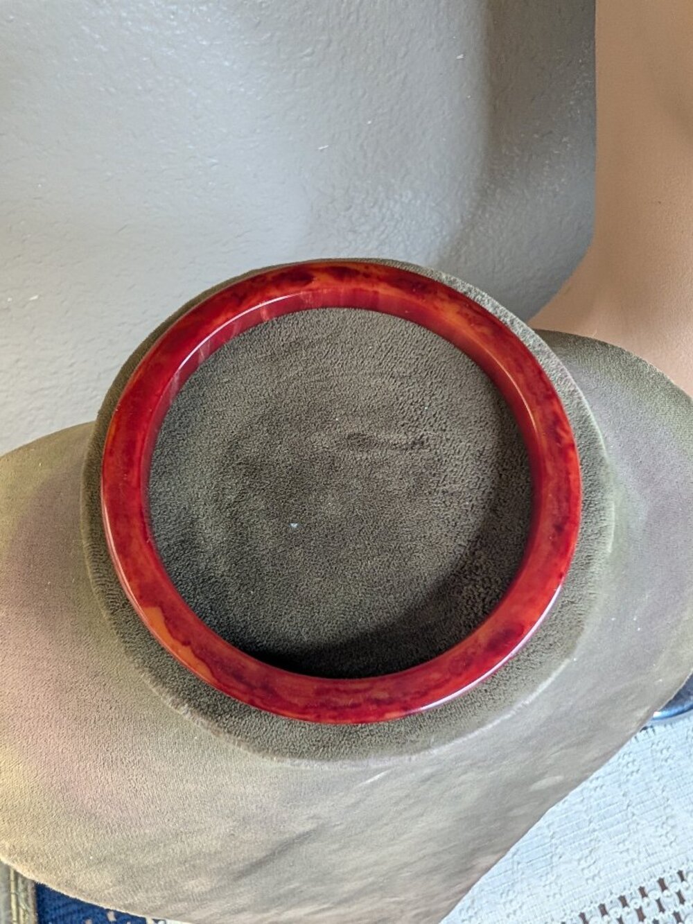 Vintage Red Marbled Bakelite Bangle Bracelet Single